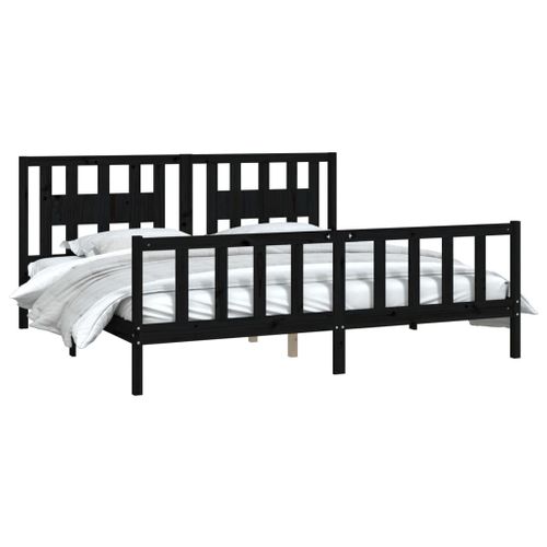 Cadre De Lit Sans Matelas Noir Bois Massif De Pin 200x200 Cm