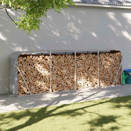 Porte-bûches Gris Clair 300 X 45 X 100 Cm Acier Galvanisé