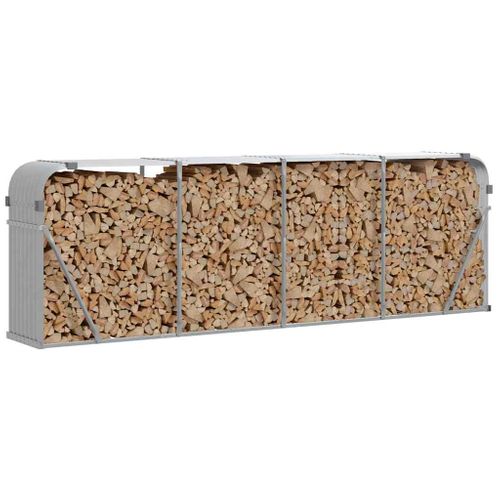 Porte-bûches Gris Clair 300 X 45 X 100 Cm Acier Galvanisé