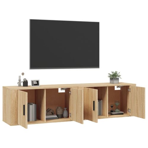 Meubles TV Muraux 2 Pièces Chêne Sonoma 80x34,5x40 Cm