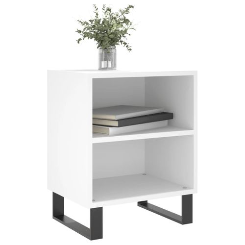 Table De Chevet Blanc 40x30x50 Cm Bois Contreplaqué