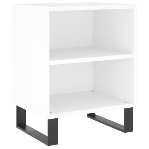 Table De Chevet Blanc 40x30x50 Cm Bois Contreplaqué