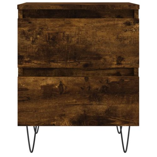 Tables De Chevet 2 Pièces Chêne Fumé 40x35x50 Cm Bois Contreplaqué