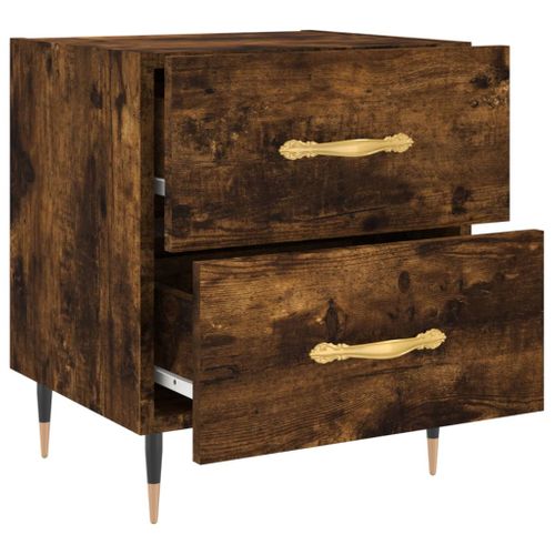 Table De Chevet Chêne Fumé 40x35x47,5 Cm Bois Contreplaqué