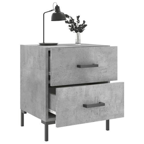 Table De Chevet Gris Béton 40x35x47,5 Cm Bois Contreplaqué