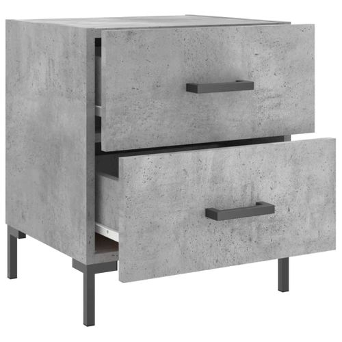 Table De Chevet Gris Béton 40x35x47,5 Cm Bois Contreplaqué
