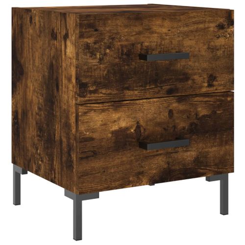 Table De Chevet Chêne Fumé 40x35x47,5 Cm Bois Contreplaqué