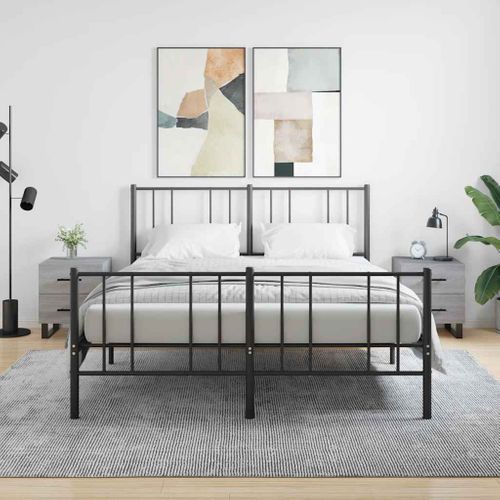 Tables De Chevet 2 Pièces Sonoma Gris 40x35x47,5 Cm