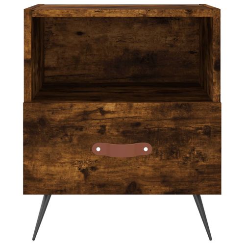 Table De Chevet Chêne Fumé 40x35x47,5 Cm Bois Contreplaqué