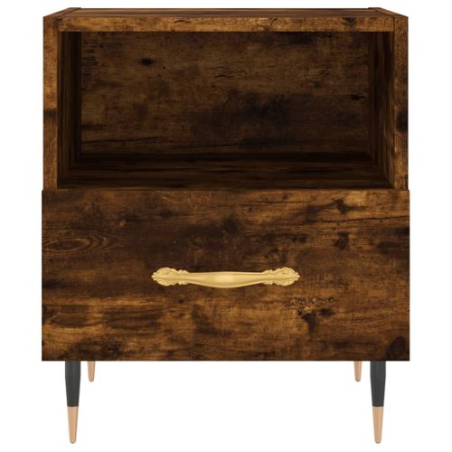 Table De Chevet Chêne Fumé 40x35x47,5 Cm Bois Contreplaqué