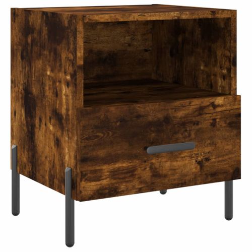 Table De Chevet Chêne Fumé 40x35x47,5 Cm Bois Contreplaqué