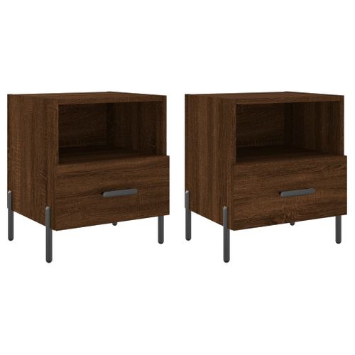 Tables De Chevet 2 Pièces Chêne Marron 40x35x47,5 Cm