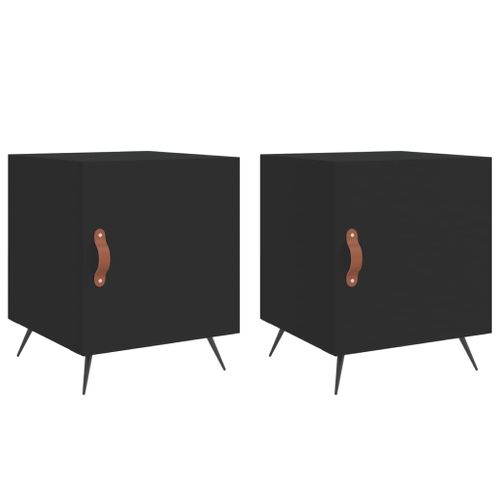 Tables De Chevet 2 Pièces Noir 40x40x50 Cm Bois Contreplaqué