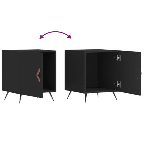 Tables De Chevet 2 Pièces Noir 40x40x50 Cm Bois Contreplaqué