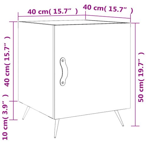 Tables De Chevet 2 Pièces Chêne Fumé 40x40x50 Cm Bois Contreplaqué