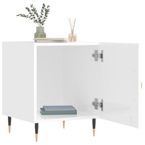 Tables De Chevet 2 Pièces Blanc Brillant 40x40x50 Cm