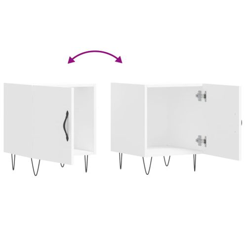 Tables De Chevet 2 Pièces Blanc 40x40x50 Cm Bois Contreplaqué