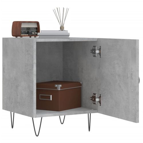 Tables De Chevet 2 Pièces Gris Béton 40x40x50 Cm Bois Contreplaqué