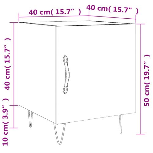 Tables De Chevet 2 Pièces Gris Béton 40x40x50 Cm Bois Contreplaqué