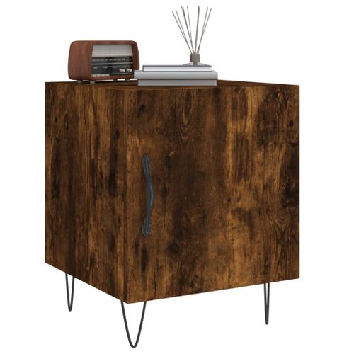 Table De Chevet Chêne Fumé 40x40x50 Cm Bois Contreplaqué