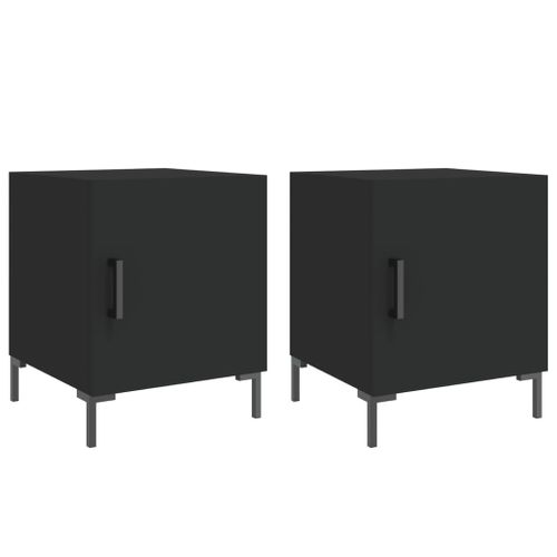 Tables De Chevet 2 Pièces Noir 40x40x50 Cm Bois Contreplaqué