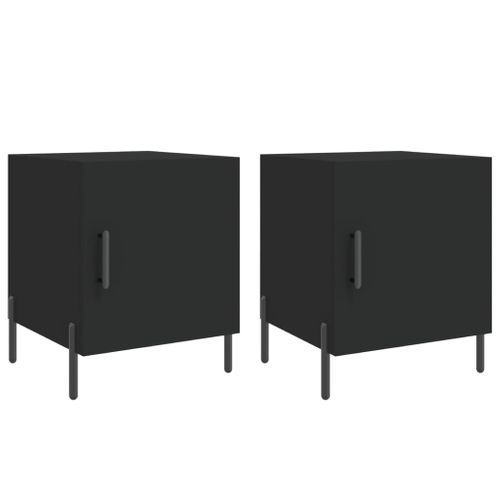 Tables De Chevet 2 Pièces Noir 40x40x50 Cm Bois Contreplaqué