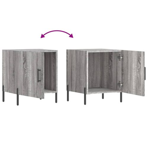 Table De Chevet Sonoma Gris 40x40x50 Cm Bois Contreplaqué