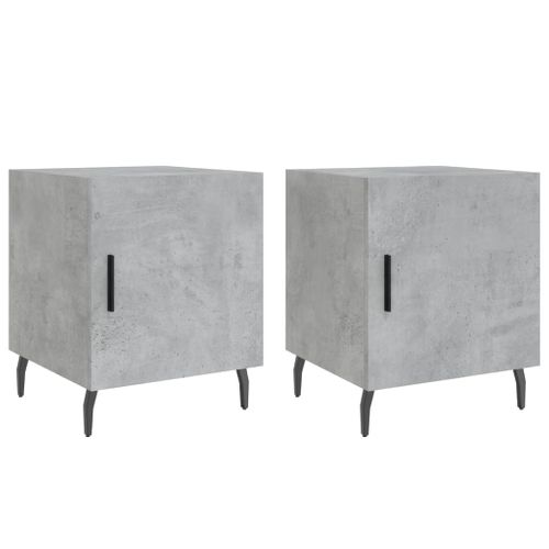 Tables De Chevet 2 Pièces Gris Béton 40x40x50 Cm Bois Contreplaqué