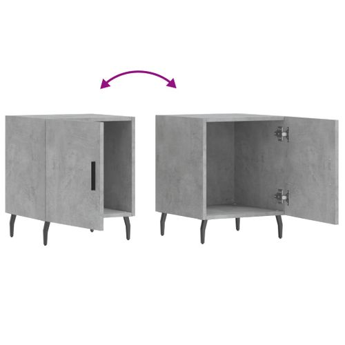 Tables De Chevet 2 Pièces Gris Béton 40x40x50 Cm Bois Contreplaqué