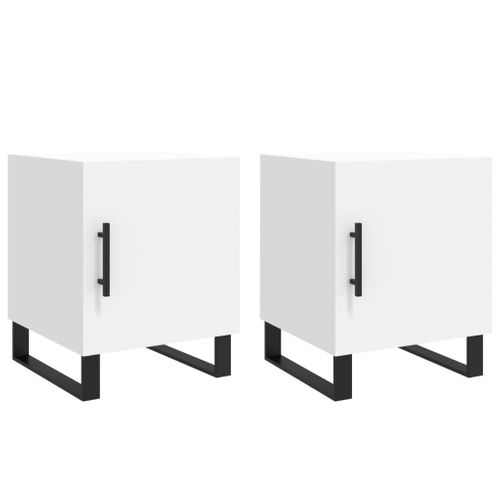 Tables De Chevet 2 Pièces Blanc 40x40x50 Cm Bois Contreplaqué