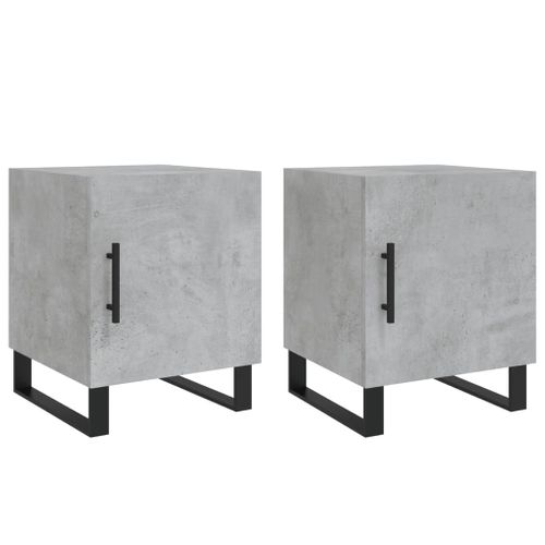 Tables De Chevet 2 Pièces Gris Béton 40x40x50 Cm Bois Contreplaqué