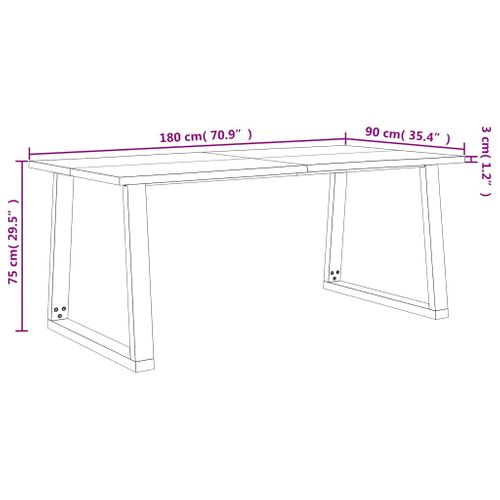 Table à Manger 180x90x75 Cm Bois D'acacia Solide à Bord Vif