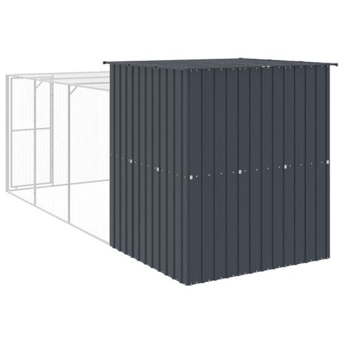 Poulailler Avec Cour Anthracite 165x455x181 Cm Acier Galvanisé