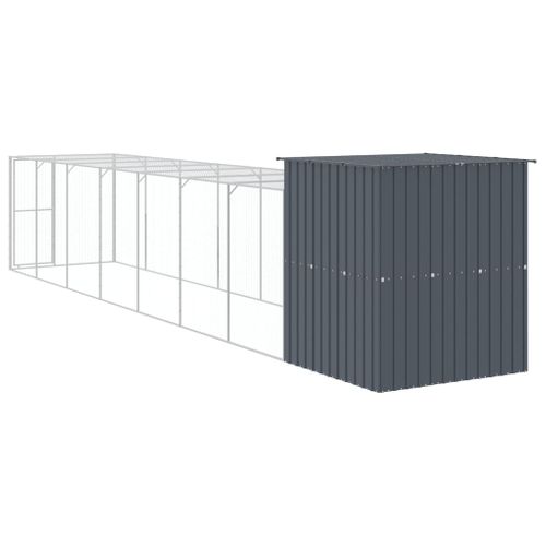 Poulailler Avec Cour Anthracite 165x863x181 Cm Acier Galvanisé
