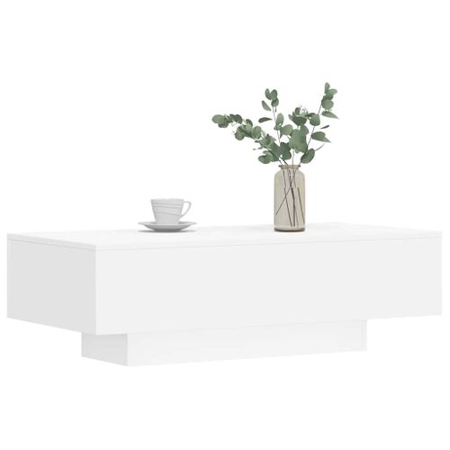 Table Basse Blanche 100x49,5x31 Cm Bois Contreplaqué