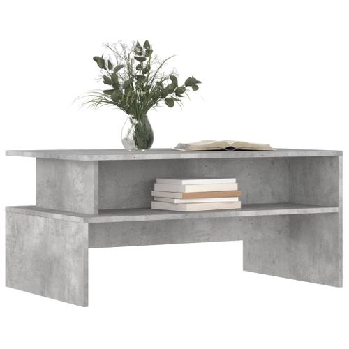 Table Basse Gris Béton 90x55x42,5 Cm Bois Contreplaqué