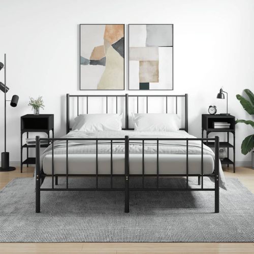 Tables De Chevet 2 Pièces Noir 35x34,5x70 Cm Bois Contreplaqué