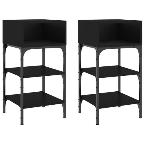 Tables De Chevet 2 Pièces Noir 35x34,5x70 Cm Bois Contreplaqué