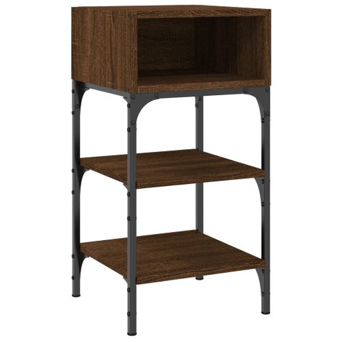 Table De Chevet Chêne Marron 35x34,5x70 Cm Bois Contreplaqué