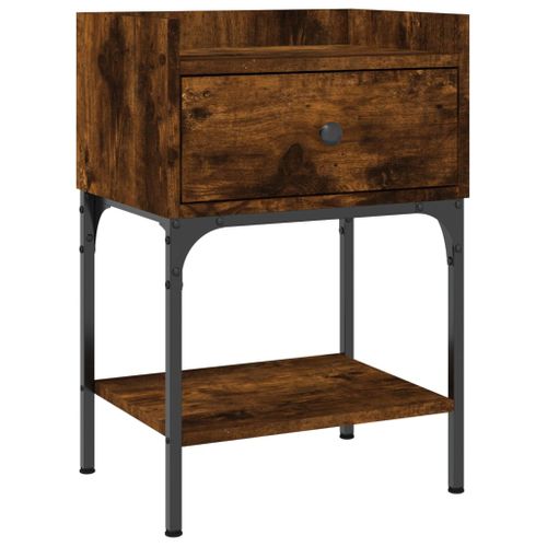 Table De Chevet Chêne Fumé 40,5x31x60 Cm Bois Contreplaqué