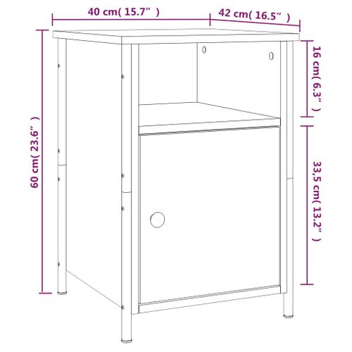 Table De Chevet Chêne Sonoma 40x42x60 Cm Bois Contreplaqué