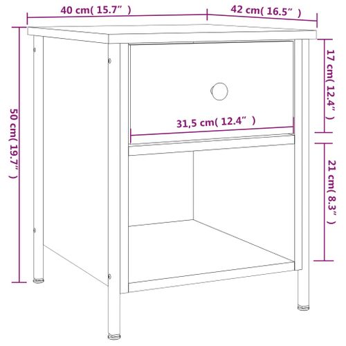 Table De Chevet Sonoma Gris 40x42x50 Cm Bois Contreplaqué
