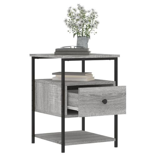 Table De Chevet Sonoma Gris 40x42x56 Cm Bois Contreplaqué