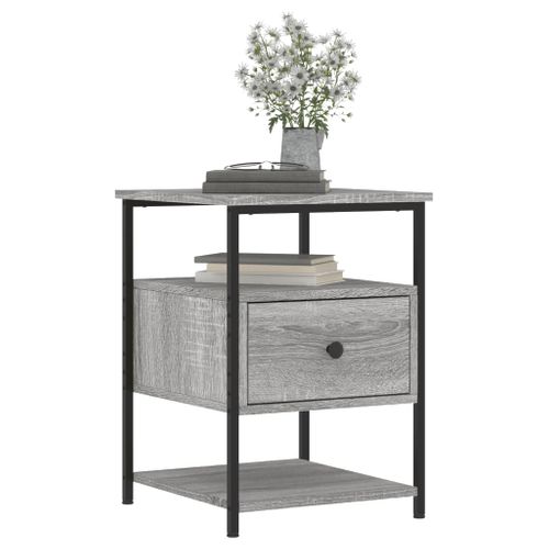 Tables De Chevet 2 Pièces Sonoma Gris 40x42x56cm Bois Contreplaqué