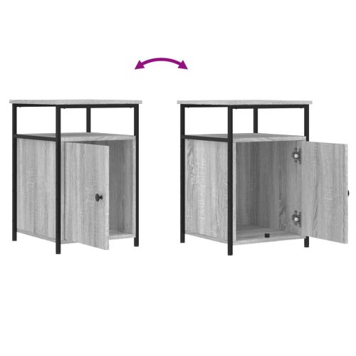 Tables De Chevet 2 Pièces Sonoma Gris 40x42x60cm Bois Contreplaqué