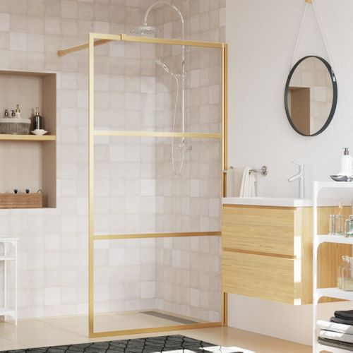 Paroi De Douche Avec Verre Esg Transparent Doré 100x195 Cm