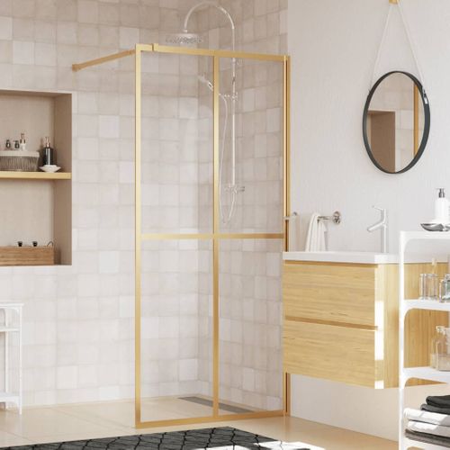 Paroi De Douche Avec Verre Esg Transparent Doré 100x195 Cm
