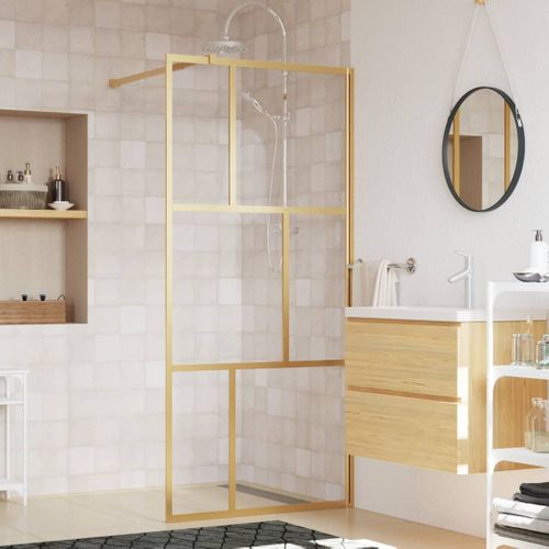 Paroi De Douche Avec Verre Esg Transparent Doré 90x195 Cm