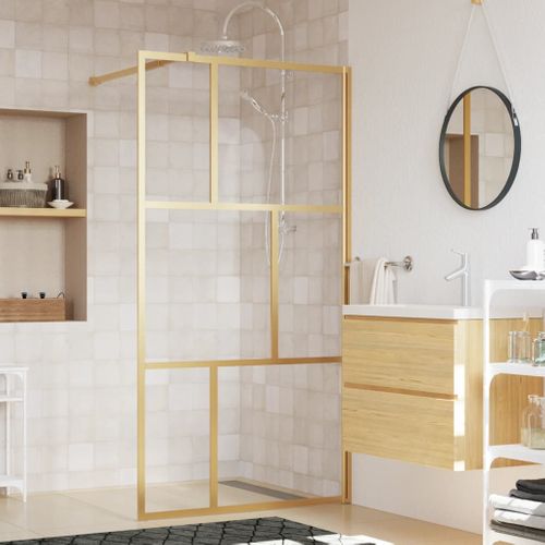Paroi De Douche Avec Verre Esg Transparent Doré 115x195 Cm