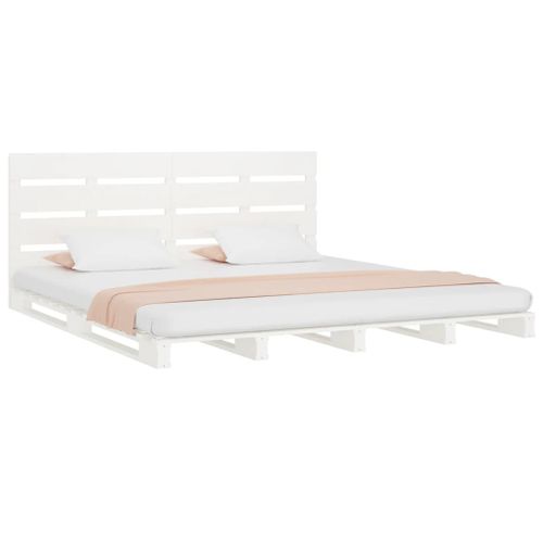 Cadre De Lit Sans Matelas Blanc 140x190 Cm Bois De Pin Massif